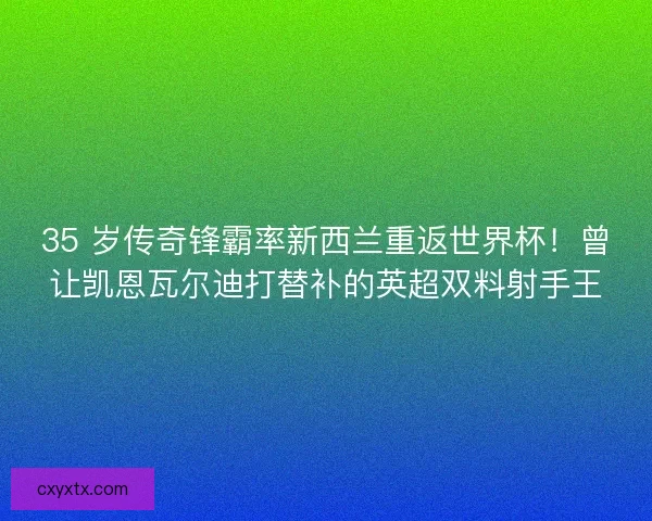 35 岁传奇锋霸率新西兰重返世界杯！曾让凯恩瓦尔迪打替补的英超双料射手王