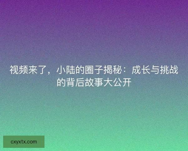 视频来了，小陆的圈子揭秘：成长与挑战的背后故事大公开