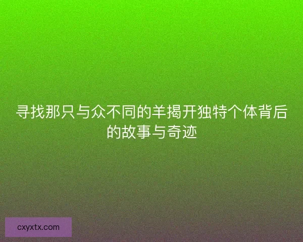 寻找那只与众不同的羊揭开独特个体背后的故事与奇迹