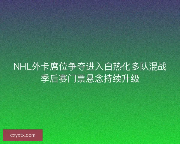 NHL外卡席位争夺进入白热化多队混战季后赛门票悬念持续升级