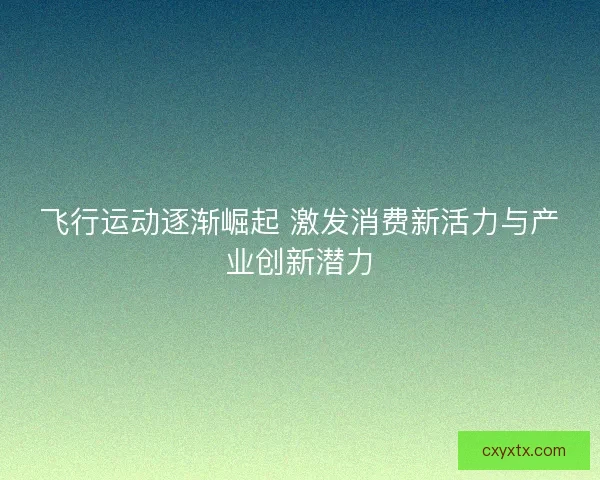 飞行运动逐渐崛起 激发消费新活力与产业创新潜力
